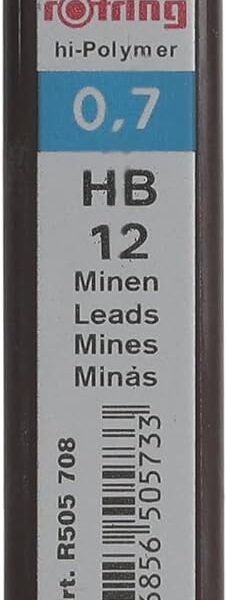 Rotring tikky mechanical pencil lead 0.7mm, hb, 12 lead (r505 708 hb)